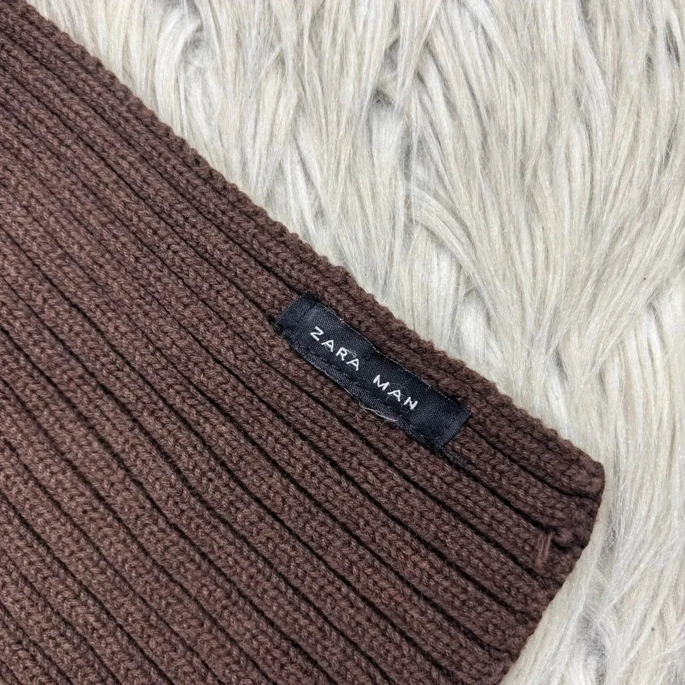Zara Man Brown Ribbed Skinny Scarf Indy Sleaze Preppy Y2K